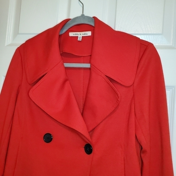 Robbi & Nikki Cropped Lea Coat Style Jacket Bright Red Size S - Picture 4 of 10